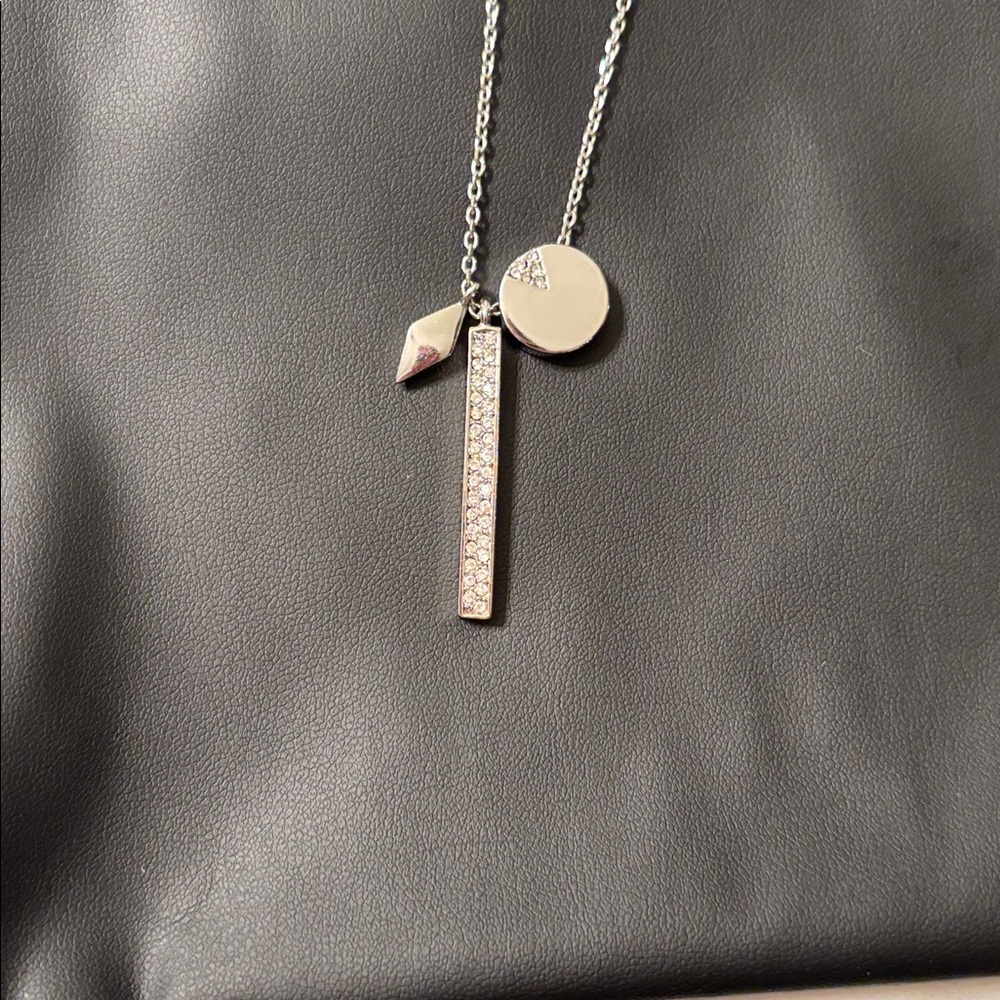 Fossil Silver Layered Pendant Necklace